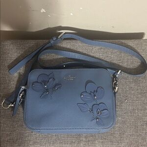 Kate Spade Blue Crossbody Bag with Floral Accents